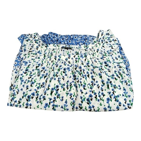 Talbots Womens M Blue Floral Spring Summer Blouse Lightweight Office Casual - Picture 9 of 9